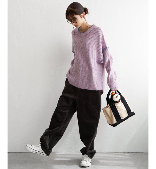 Lbc with Life「配色ステッチ畦ニットプルオーバー」|カーディガン|