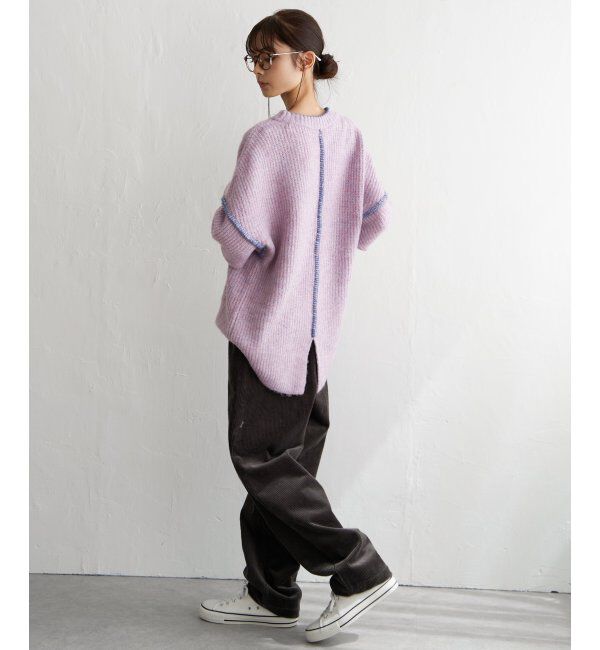 Lbc with Life「配色ステッチ畦ニットプルオーバー」|カーディガン|