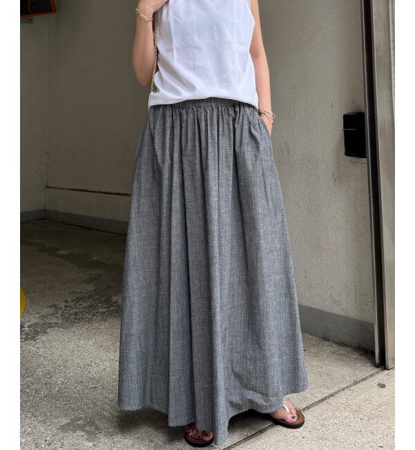 Lbc with Life「コットンシャンブレーギャザースカート」|スカート|ブラック