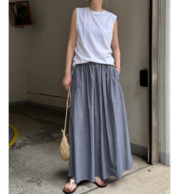 Lbc with Life「コットンシャンブレーギャザースカート」|スカート|