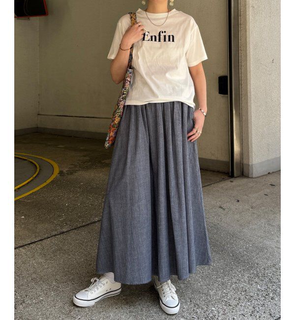 Lbc with Life「コットンシャンブレーギャザースカート」|スカート|