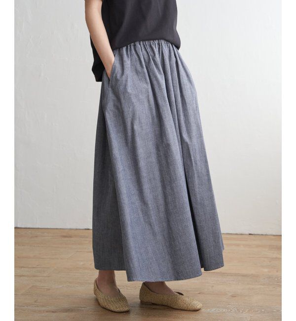 Lbc with Life「コットンシャンブレーギャザースカート」|スカート|