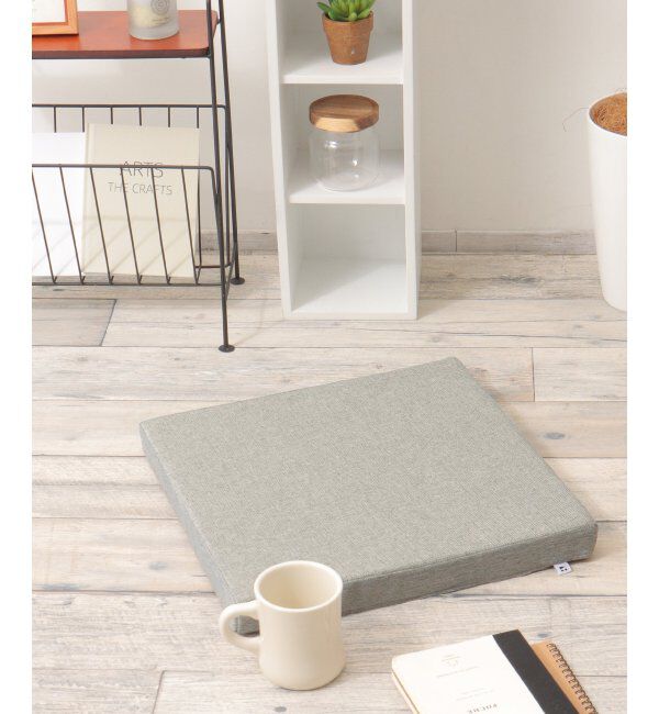 Lbc with Life「スラブ&ヘリンボンシートクッション スクエア H4cm」|クッション・クッションカバー|グレー