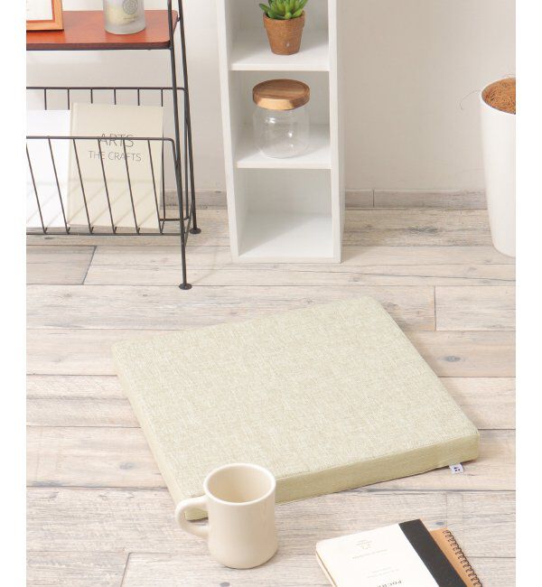 Lbc with Life「スラブ&ヘリンボンシートクッション スクエア H4cm」|クッション・クッションカバー|ベージュ