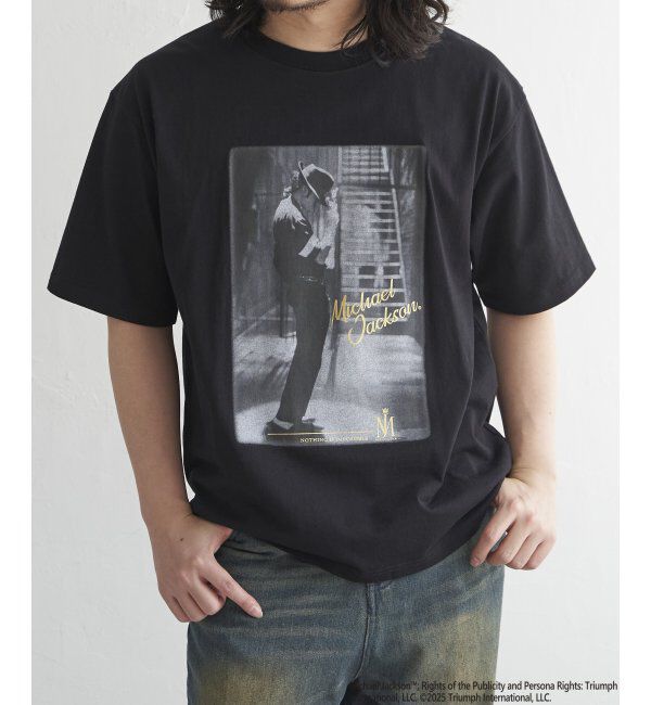 VENCE share style「Michael Jackson マイケル・ジャクソン ゴールド箔プリントTee」|Tシャツ・カットソー|ブラック
