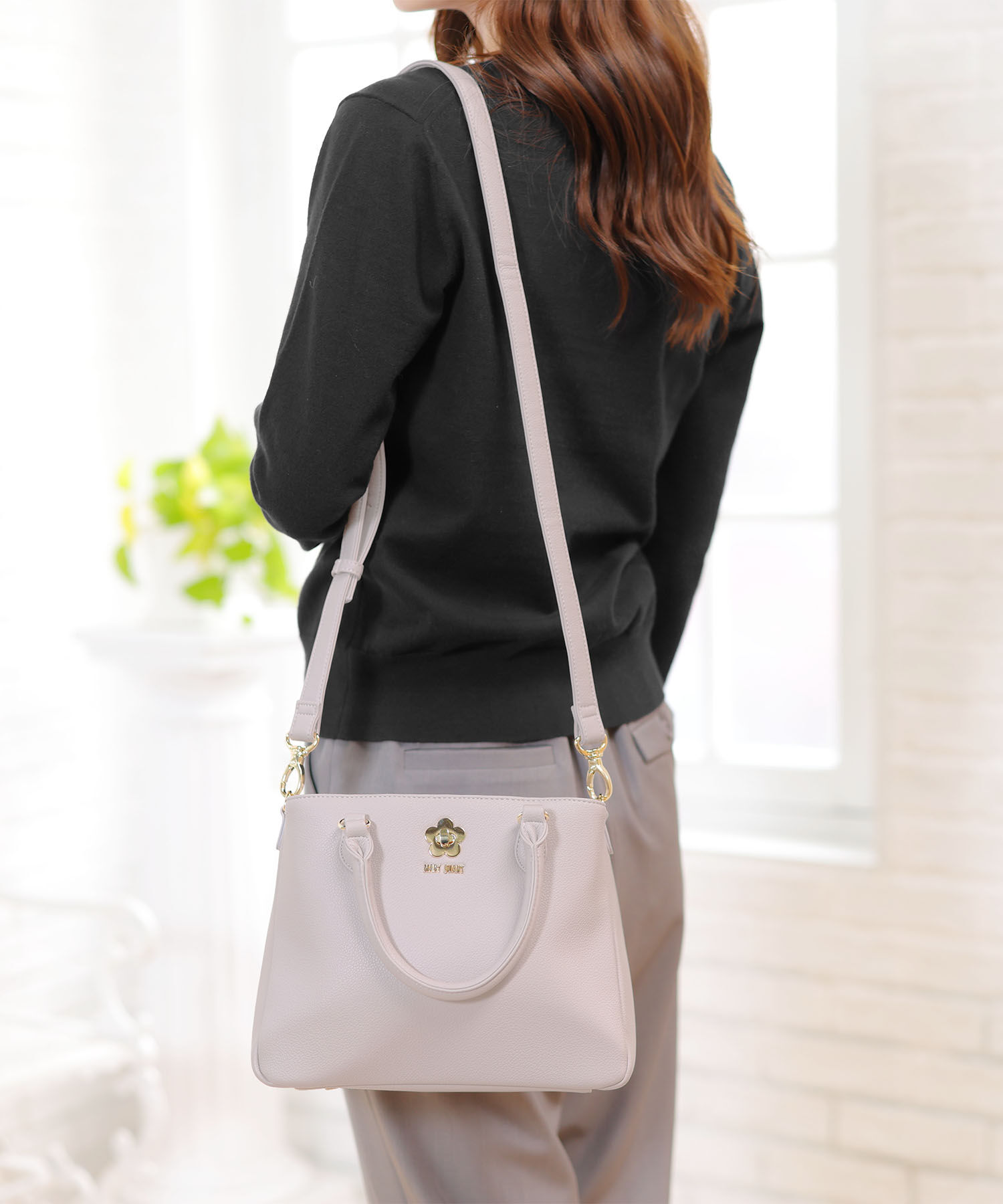 MARY QUANT「ターンロックデイジー 2WAYトート」|ショルダー・メッセンジャー|モーヴパープル