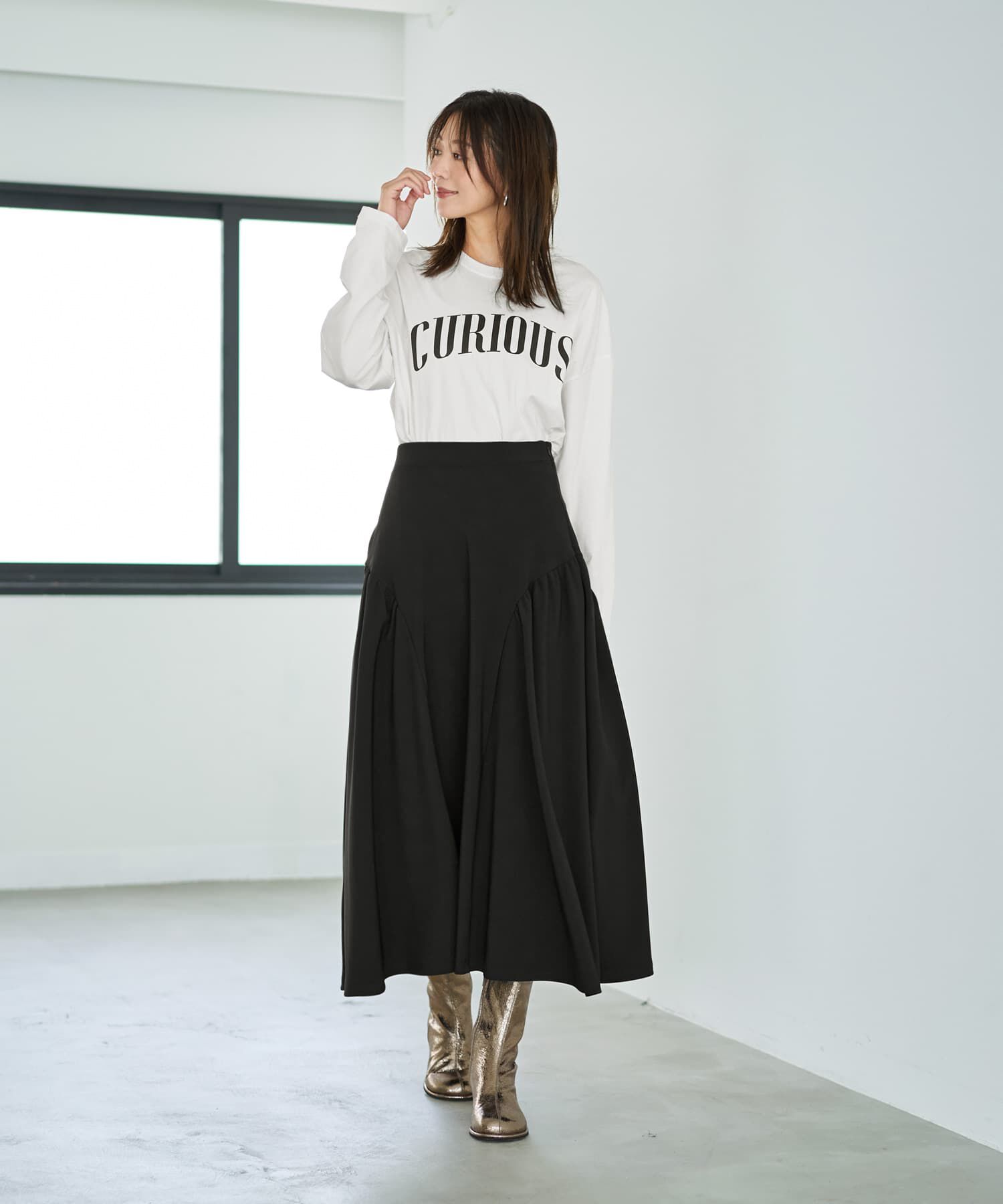 STYLE DELI「ラウンドギャザーフレアスカート」|フレア|