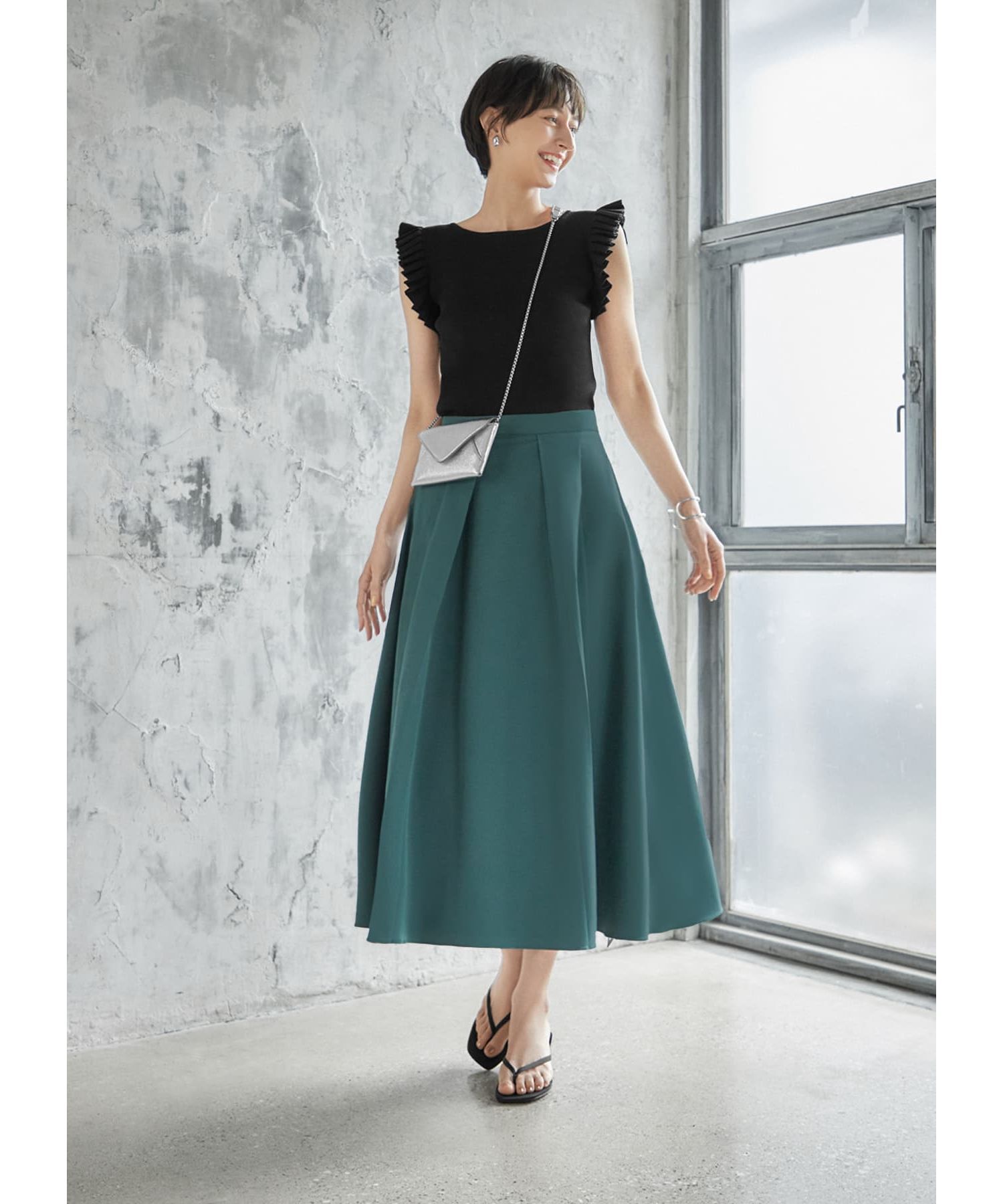 STYLE DELI「ブルゾン生地ボリュームタックスカート」|スカート|