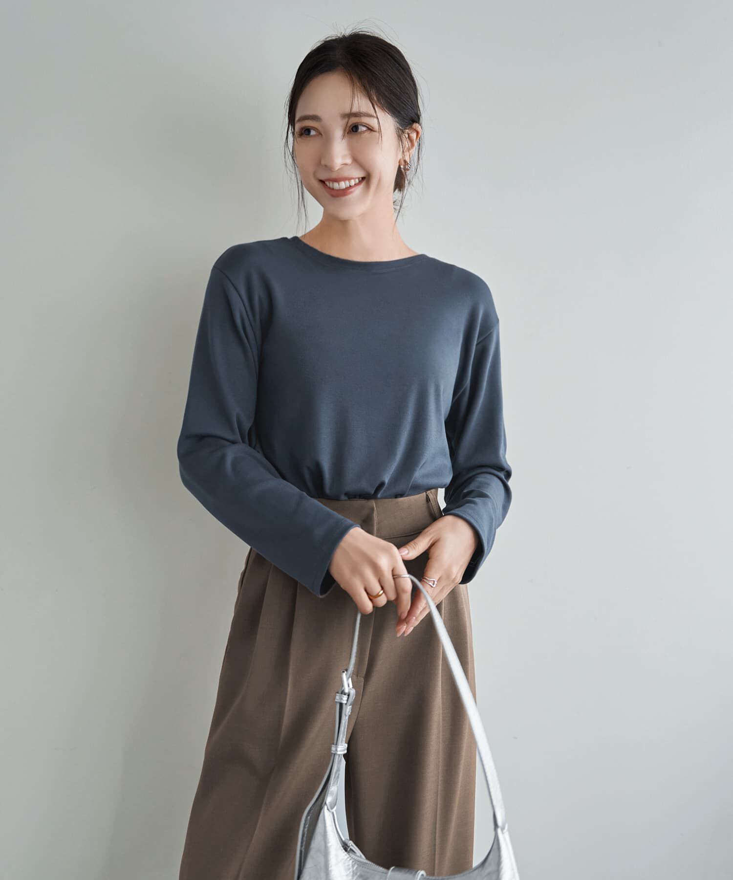 STYLE DELI「なんかカワイイ長袖シンプルTシャツ」|Tシャツ・カットソー|ダークブルー