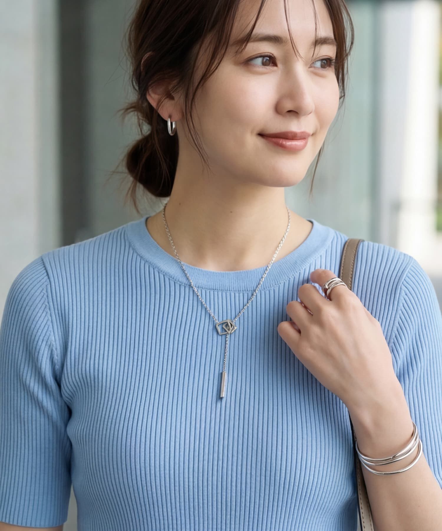 STYLE DELI「【DELI by】ダブルスクエアフレーム・ドロップネックレス」|ネックレス|