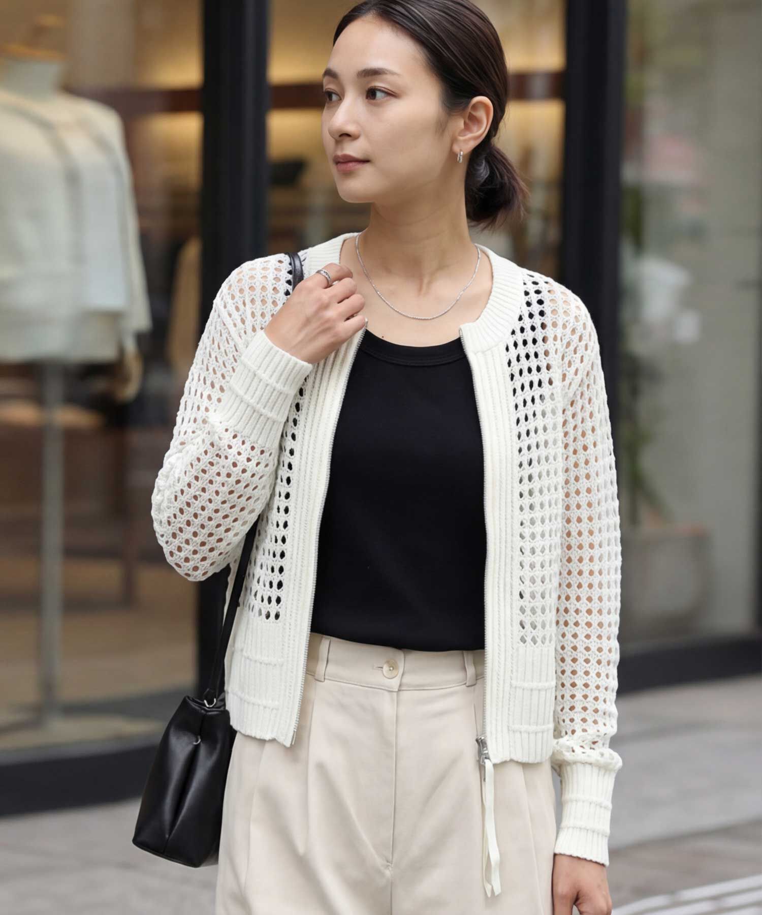 STYLE DELI「【selection】メッシュジップカーディガン」|カーディガン|