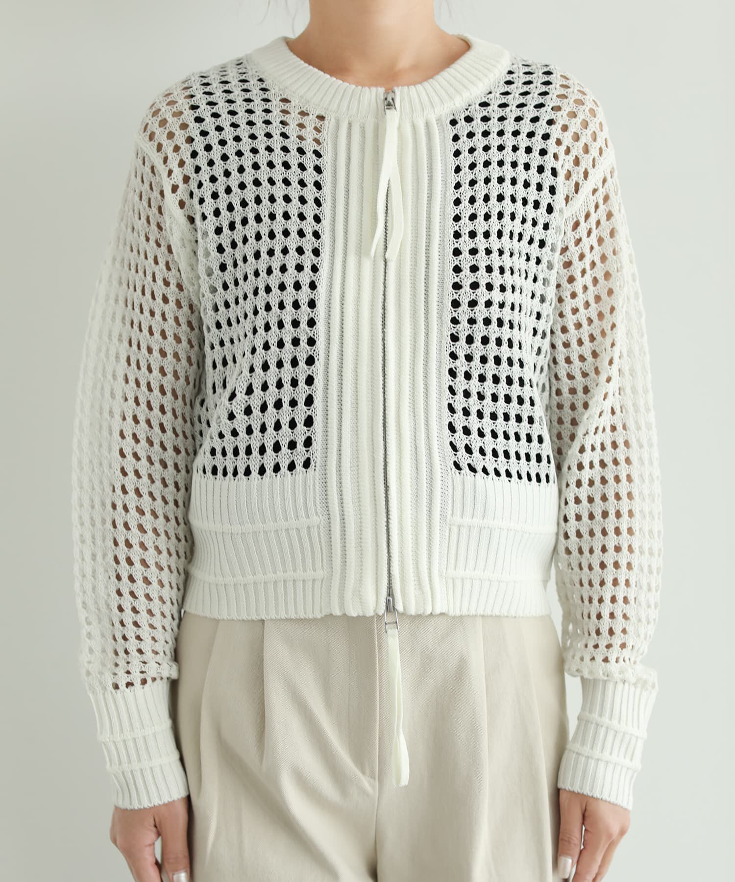 STYLE DELI「【selection】メッシュジップカーディガン」|カーディガン|