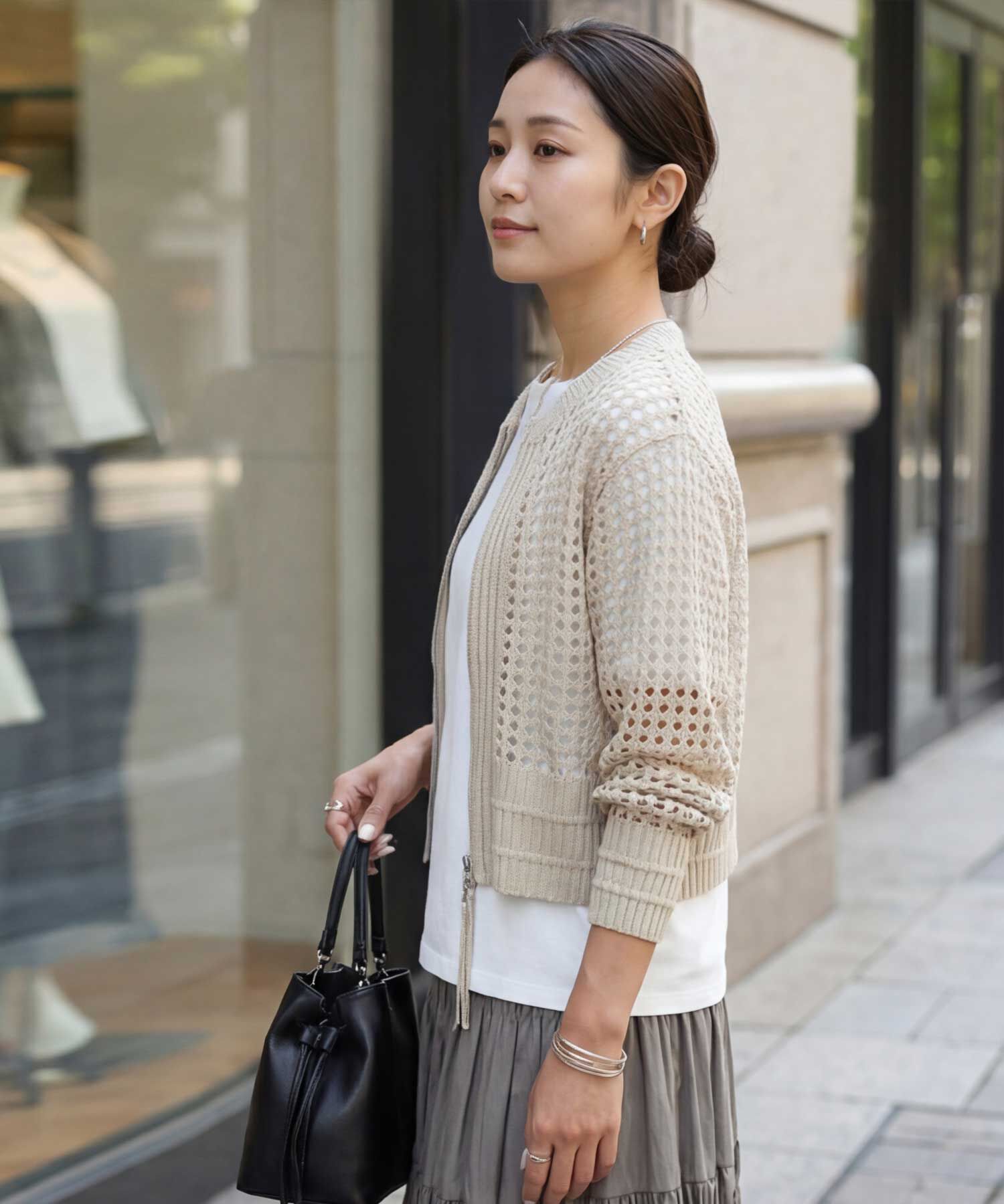 STYLE DELI「【selection】メッシュジップカーディガン」|カーディガン|