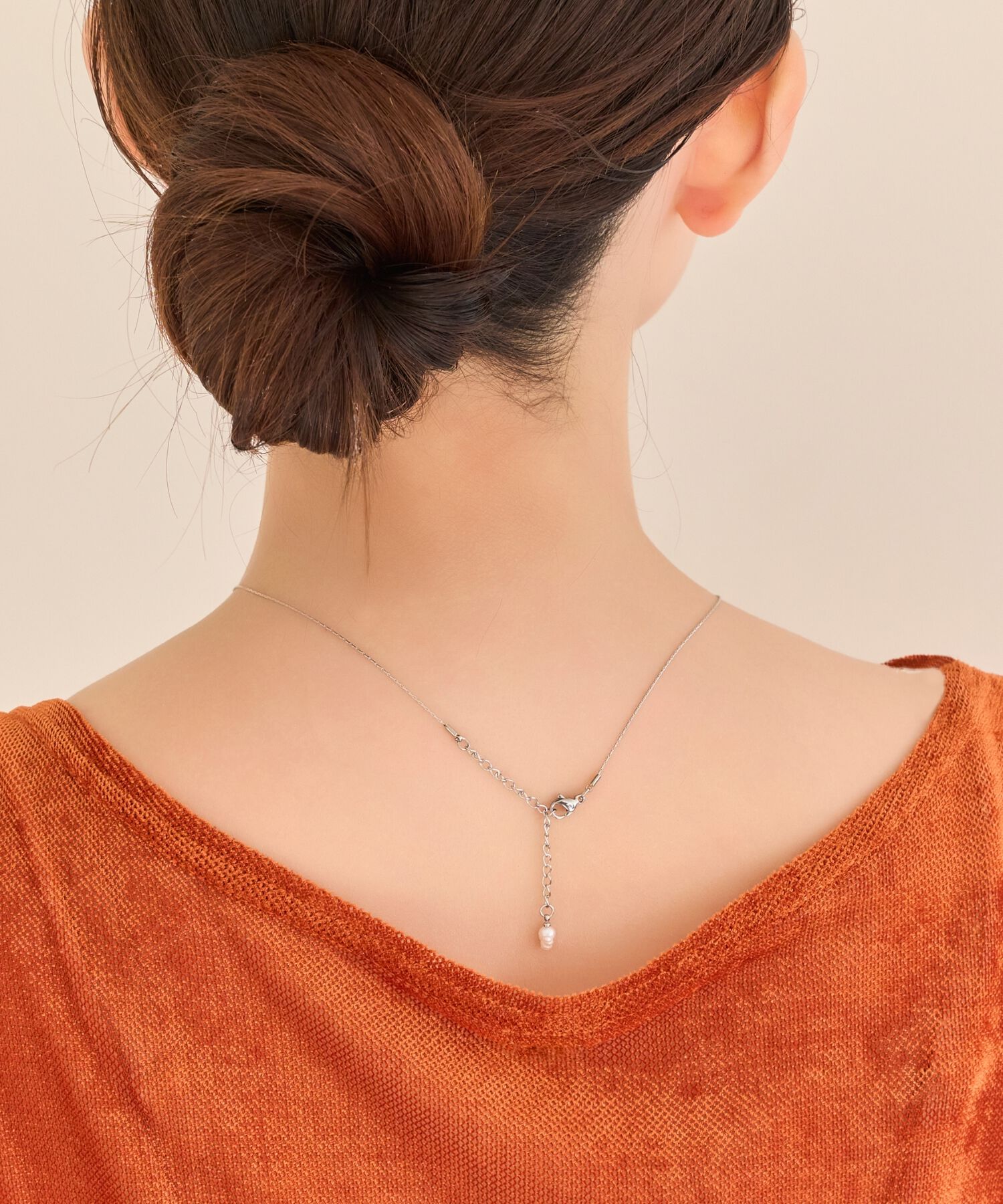 Phoebe「【金属アレルギー対応】ワントップパールネックレス　シルバー/サージカルステンレス」|ネックレス|