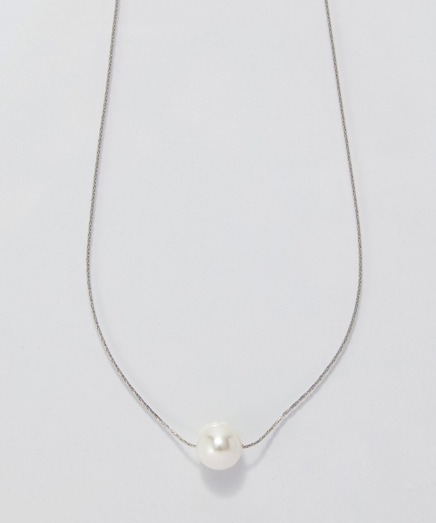 Phoebe「【金属アレルギー対応】ワントップパールネックレス　シルバー/サージカルステンレス」|ネックレス|