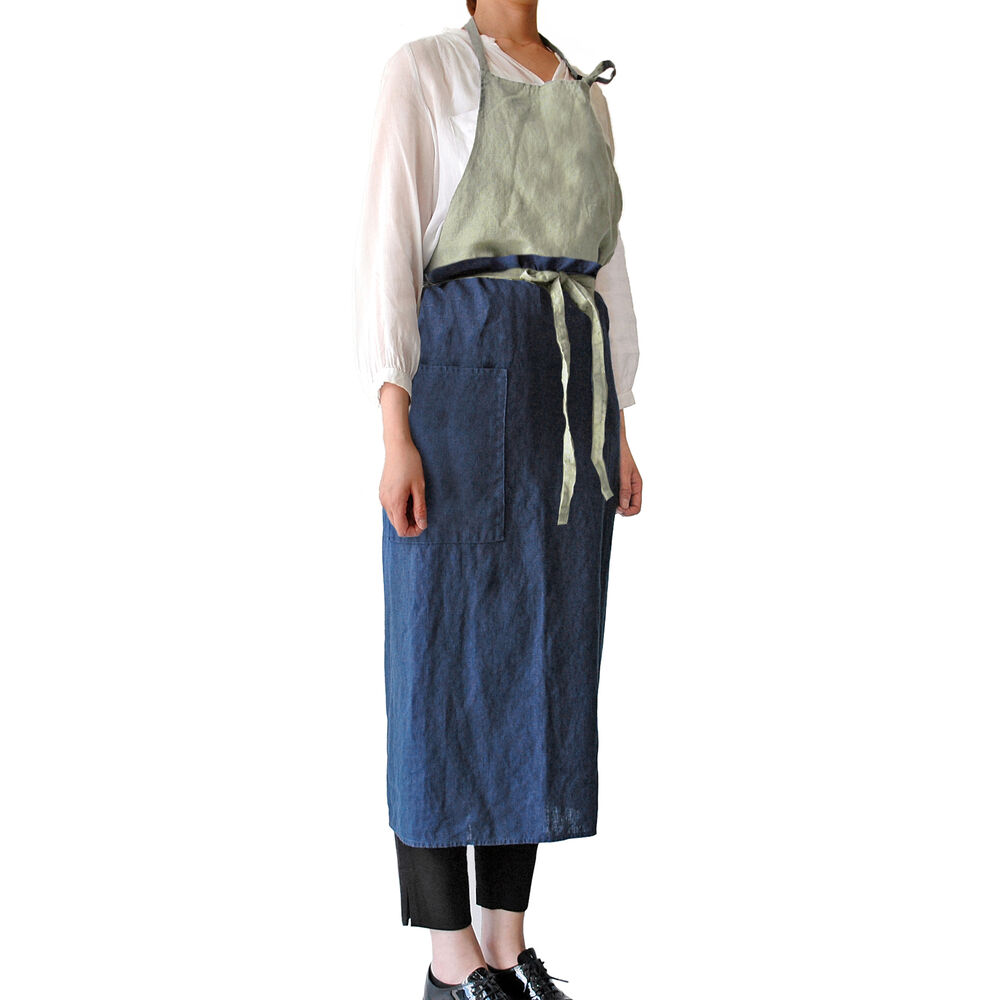 BACKYARD FAMILY「おしゃれ エプロン リネン 通販 ロングエプロン ワークエプロン レディース 前掛け ロング丈」|その他|ブルー1