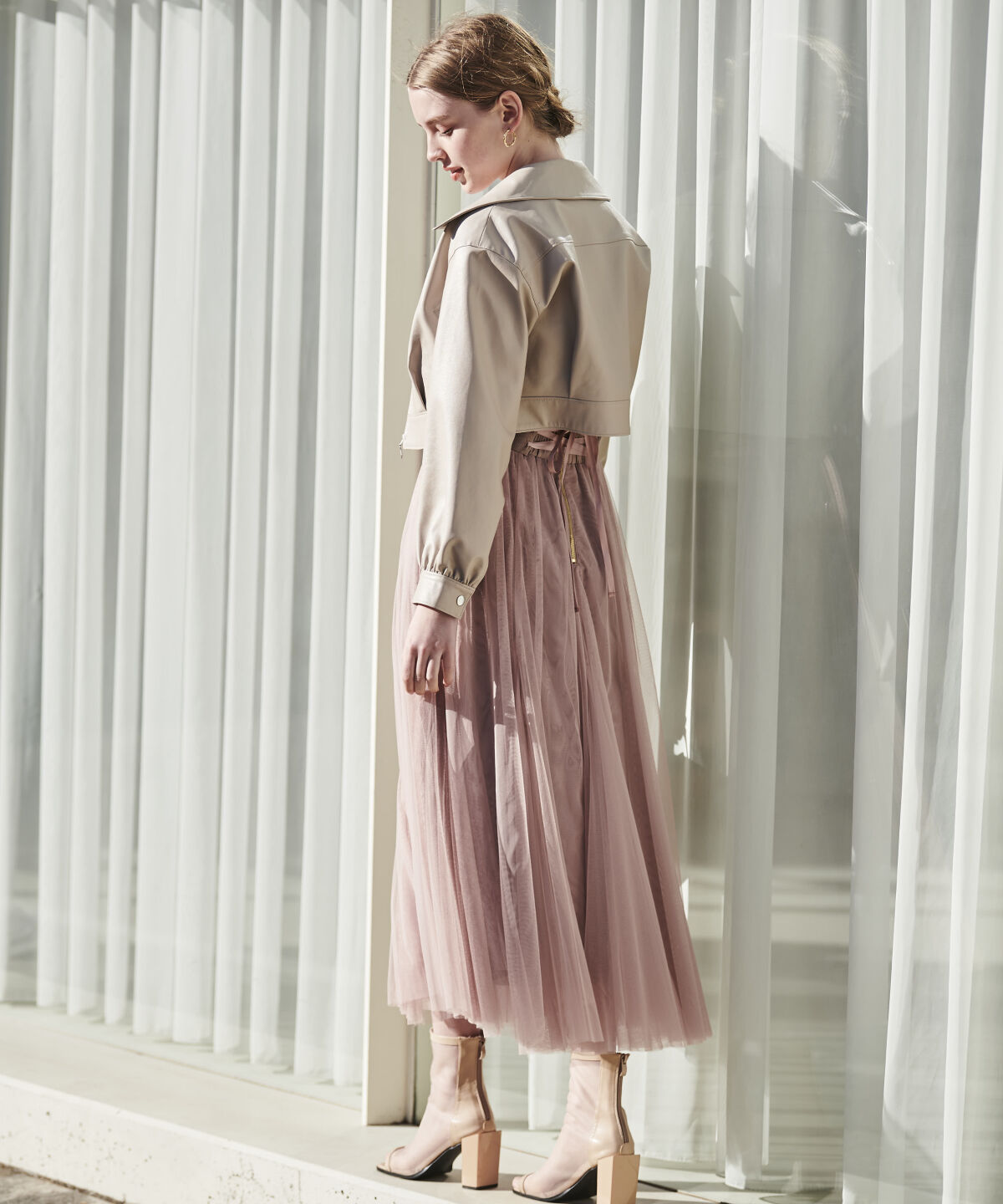 アンドクチュール「フェイクレザージップブルゾン」|ブルゾン・スタジャン|