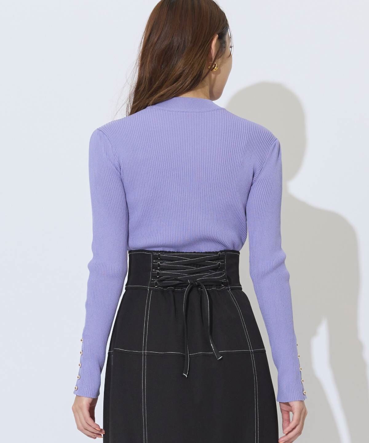 アンドクチュール「ハイウエストコルセットステッチスカート」|フレア|