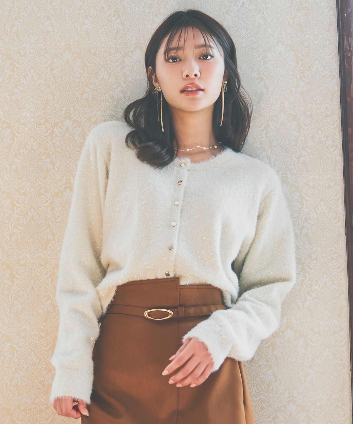 アンドクチュール「ラメシャギーニットカーディガン」|カーディガン|