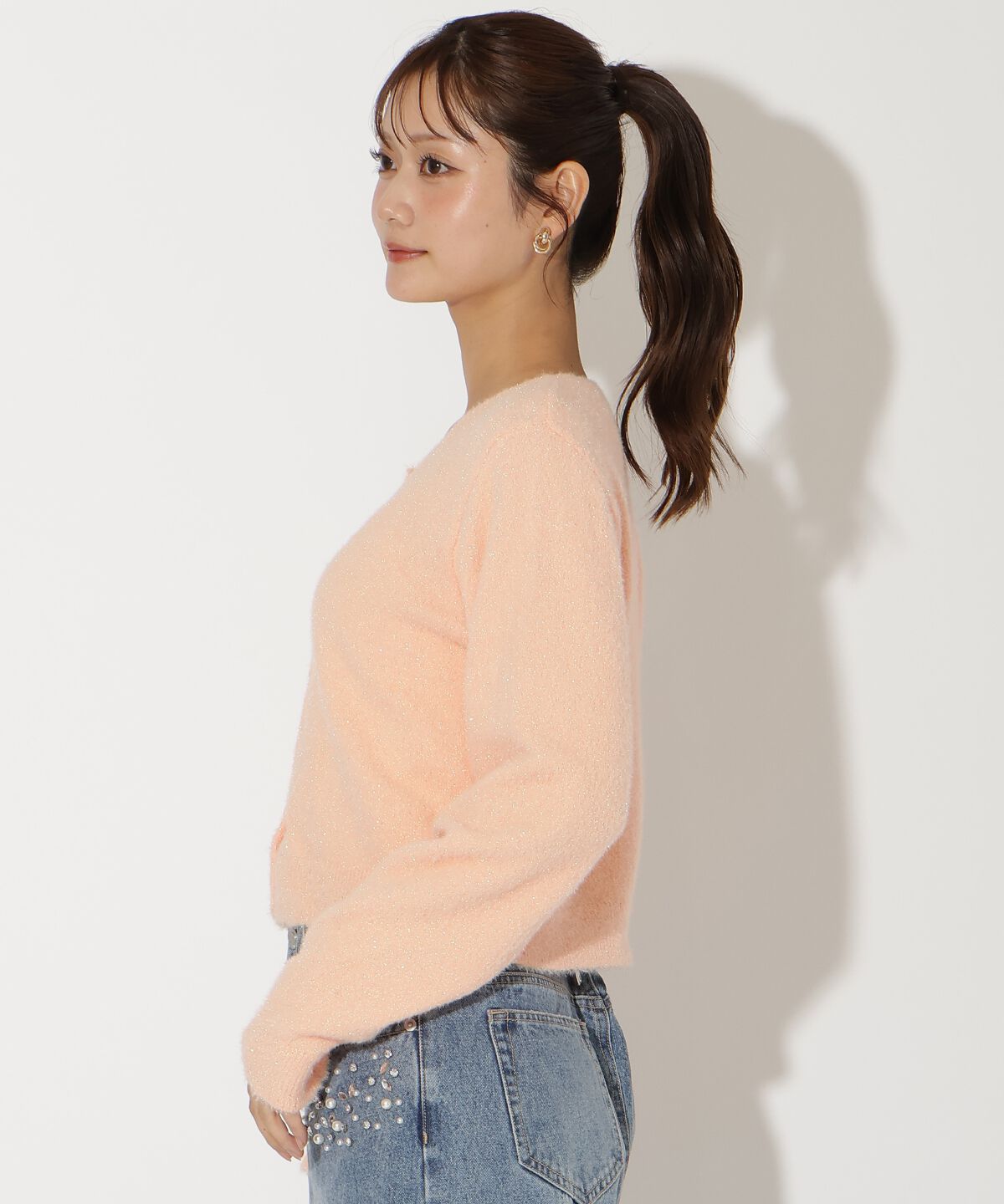 アンドクチュール「ラメシャギーニットカーディガン」|カーディガン|