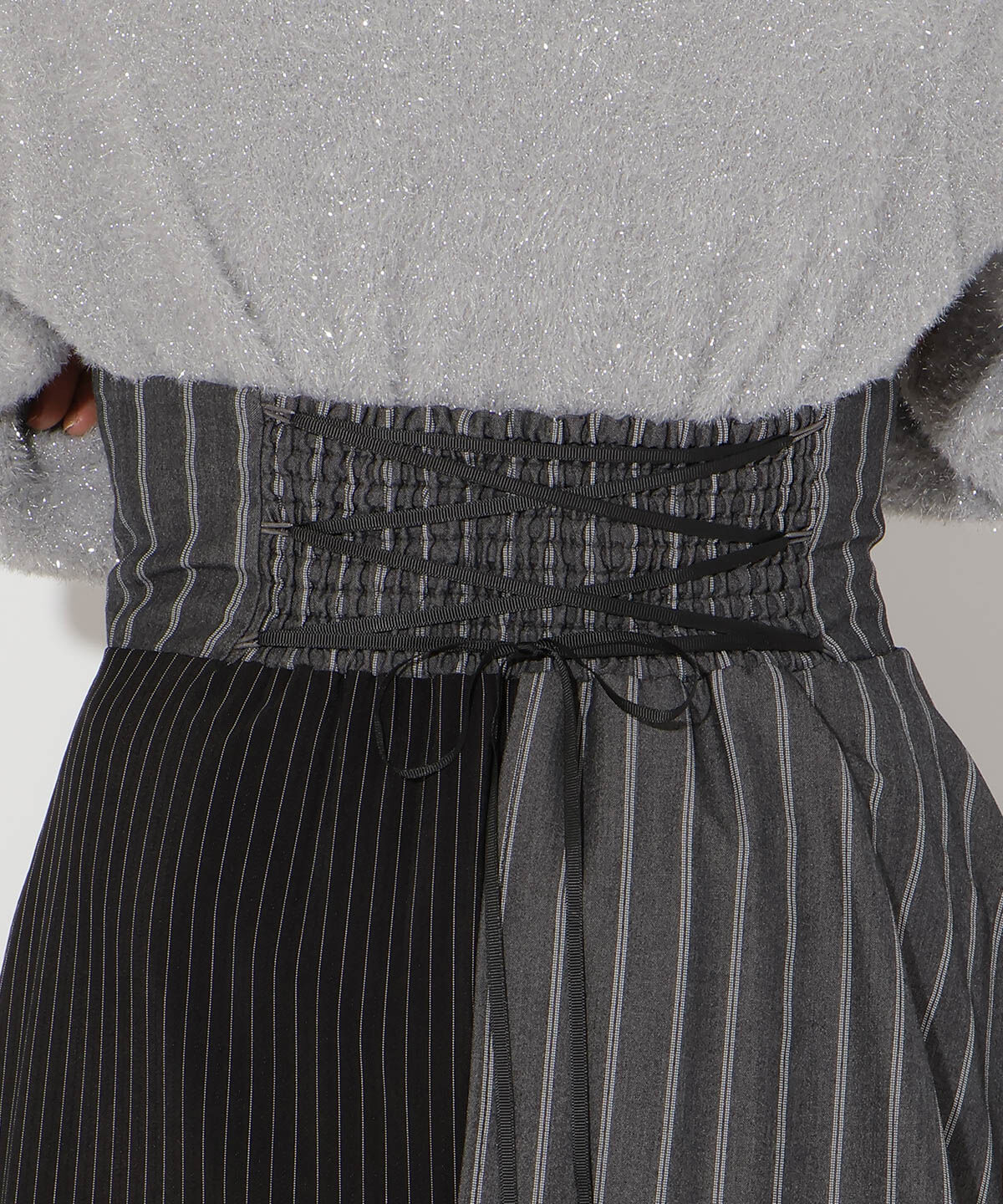 アンドクチュール「ストライプパッチワークスカート」|フレア|