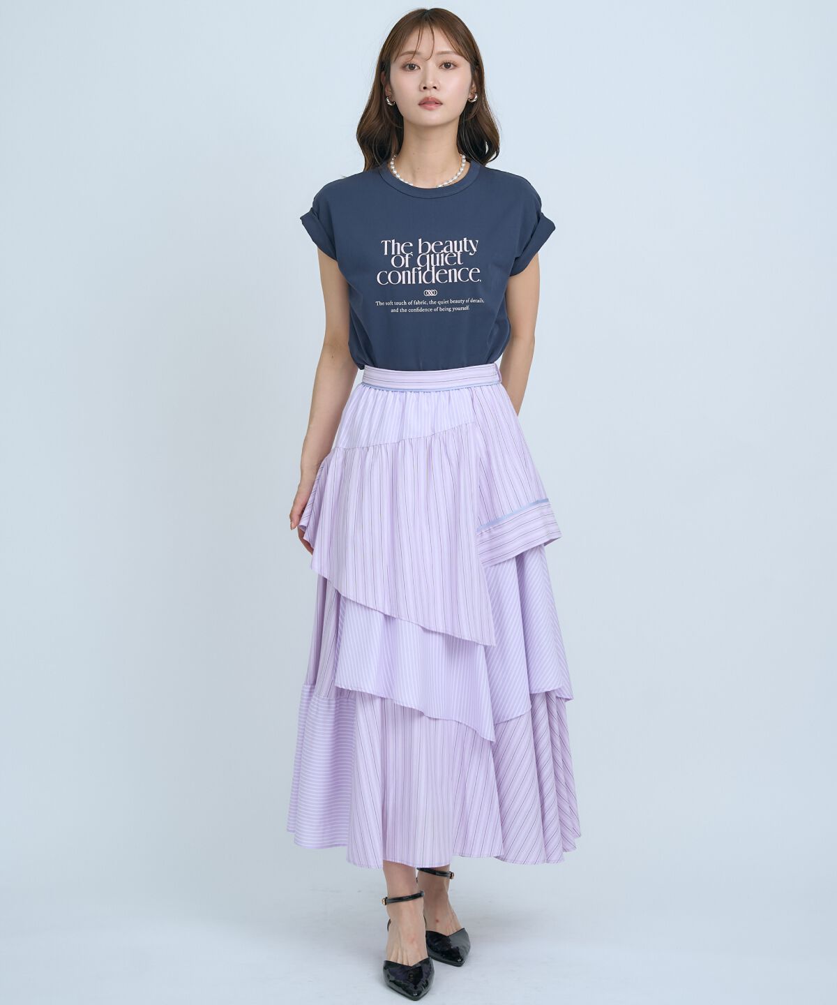 アンドクチュール「マルチストライプスカート」|フレア|