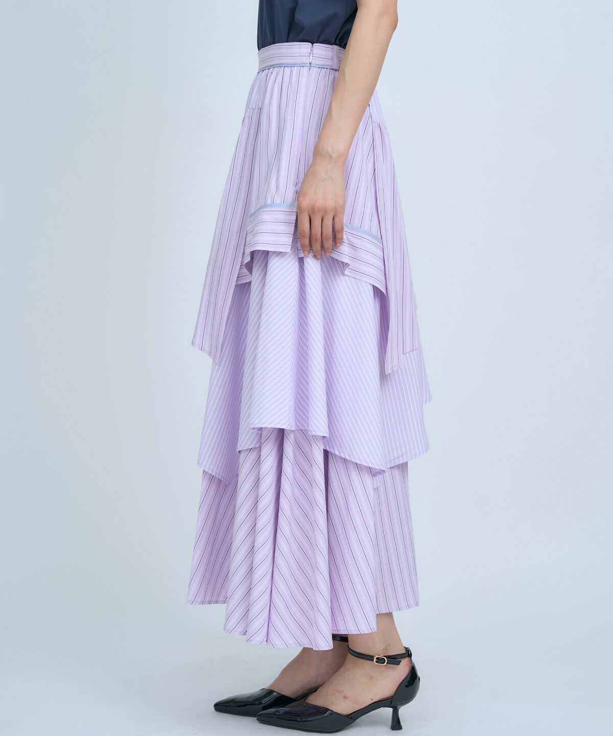 アンドクチュール「マルチストライプスカート」|フレア|