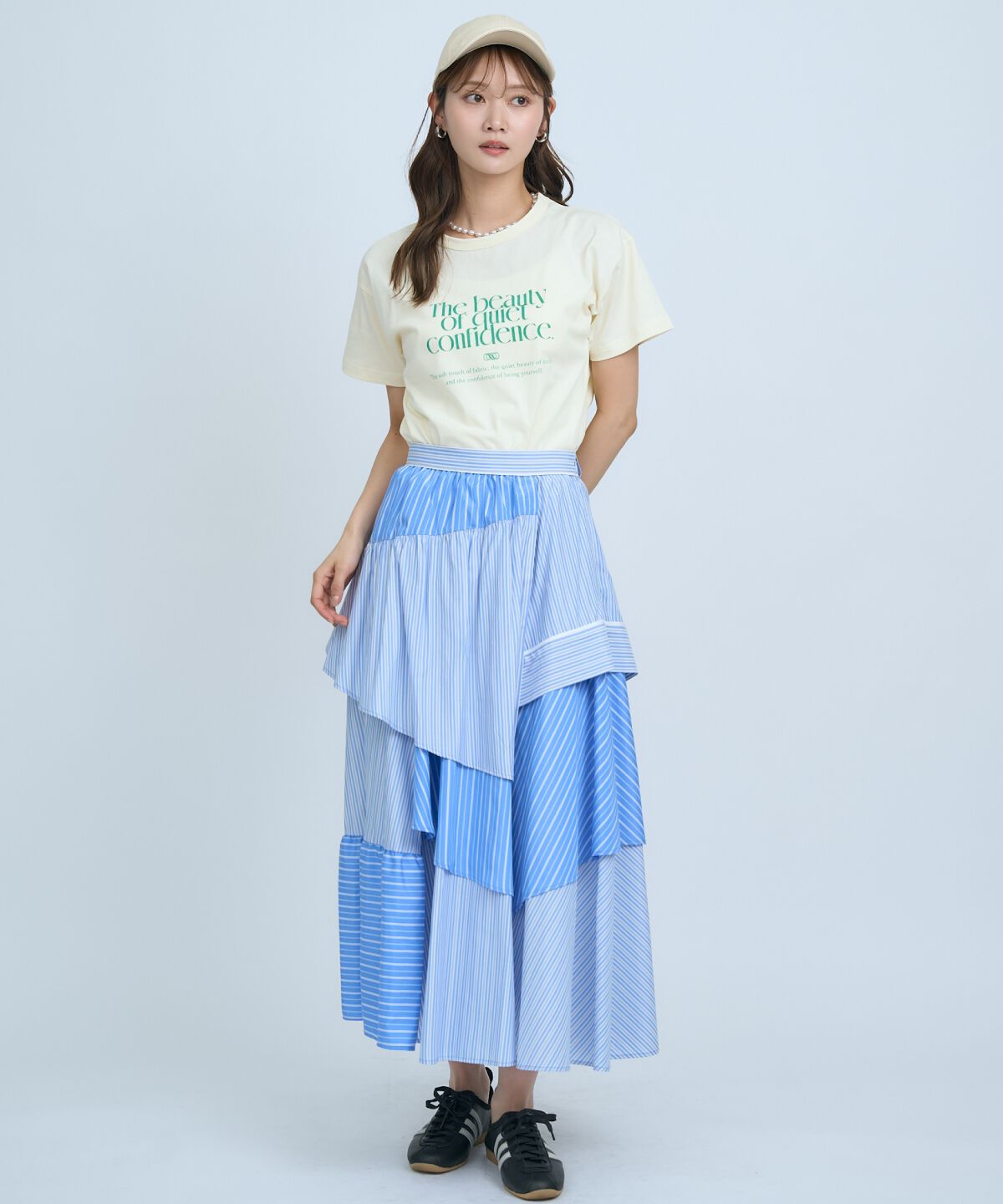 アンドクチュール「マルチストライプスカート」|フレア|