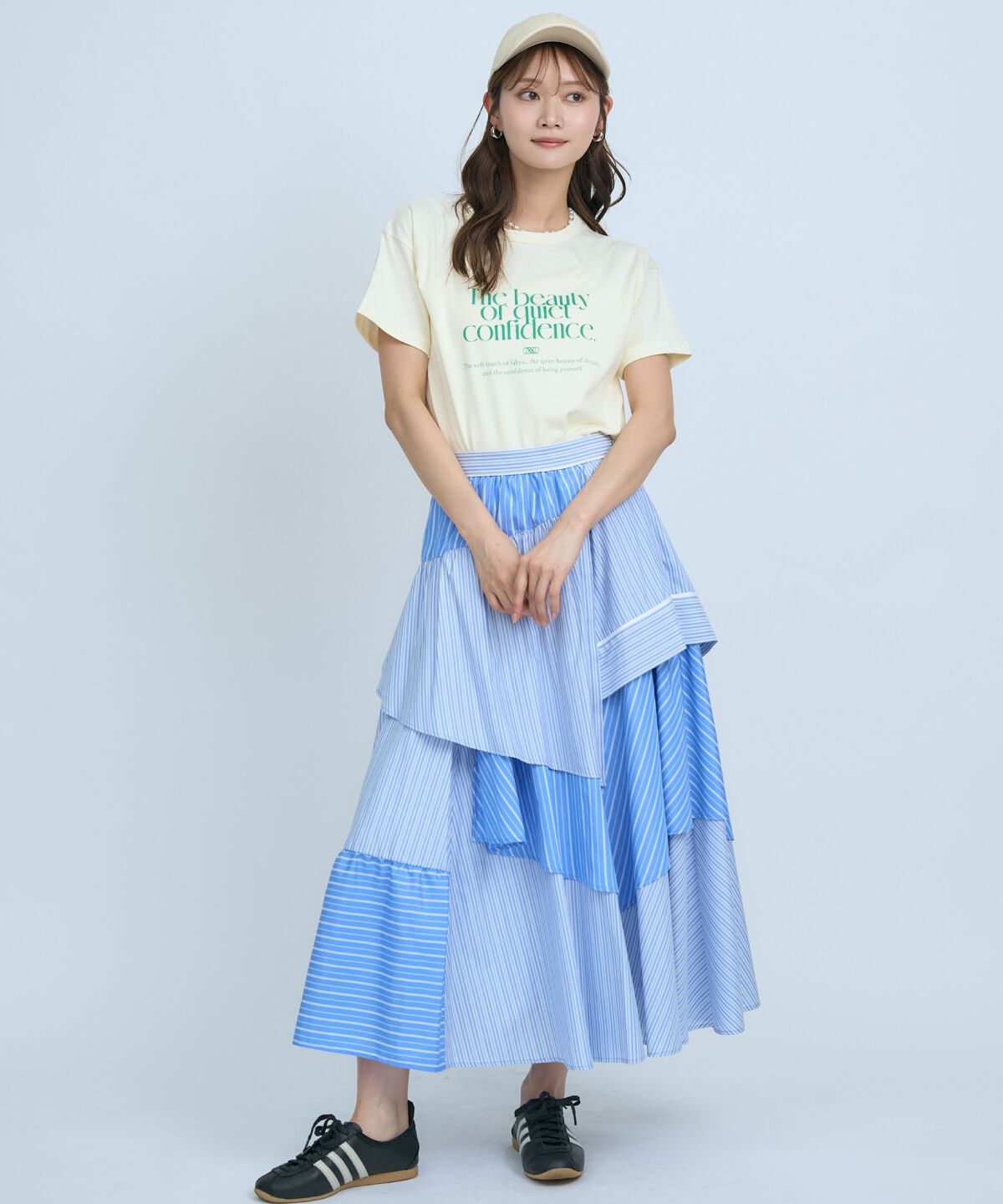 アンドクチュール「マルチストライプスカート」|フレア|