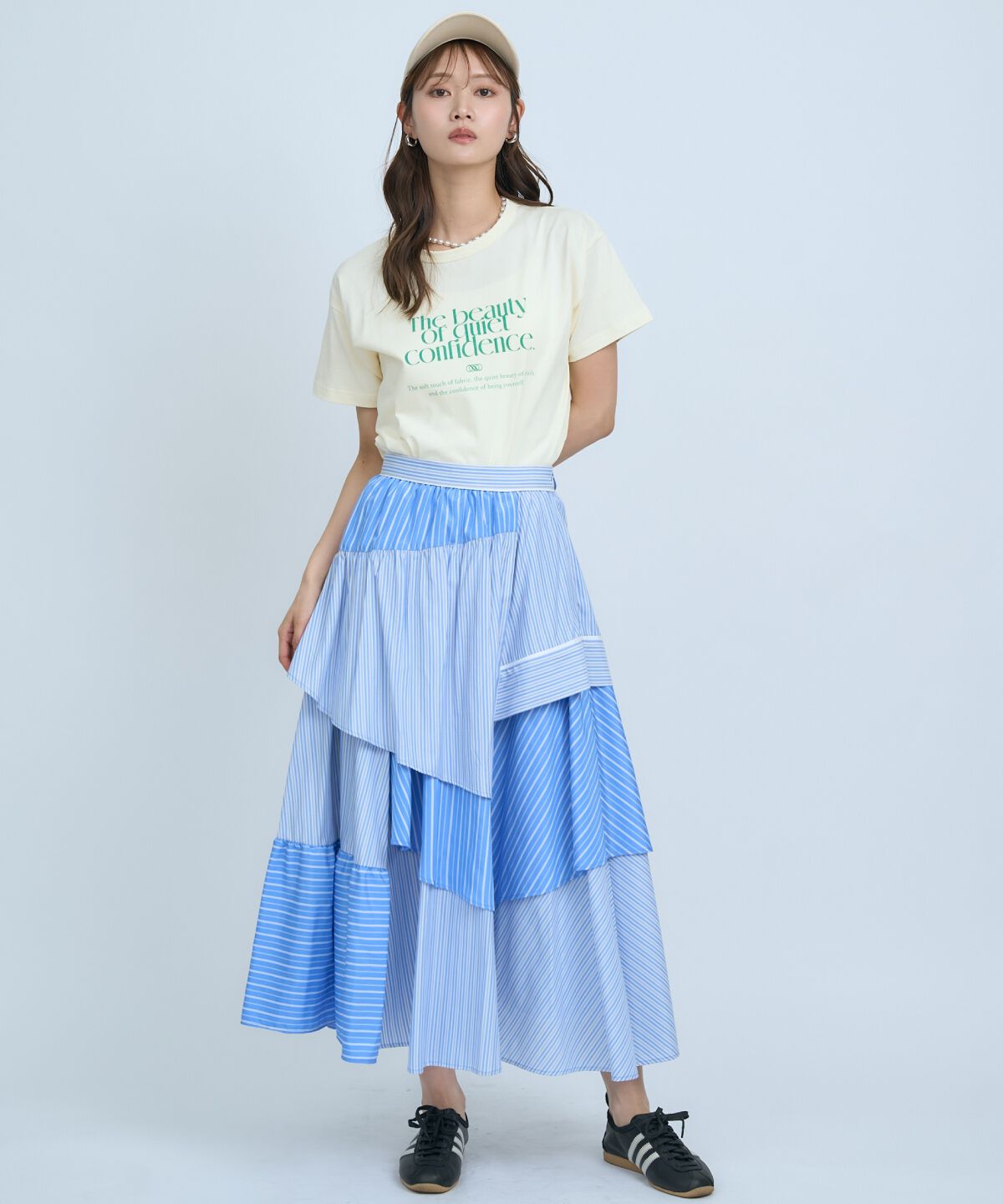 アンドクチュール「マルチストライプスカート」|フレア|