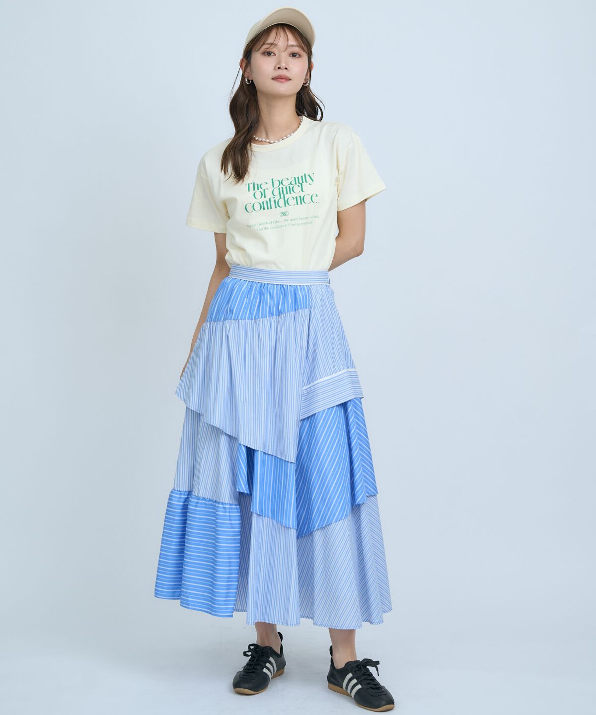 アンドクチュール「マルチストライプスカート」|フレア|