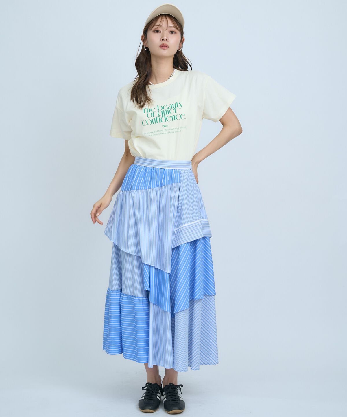 アンドクチュール「マルチストライプスカート」|フレア|