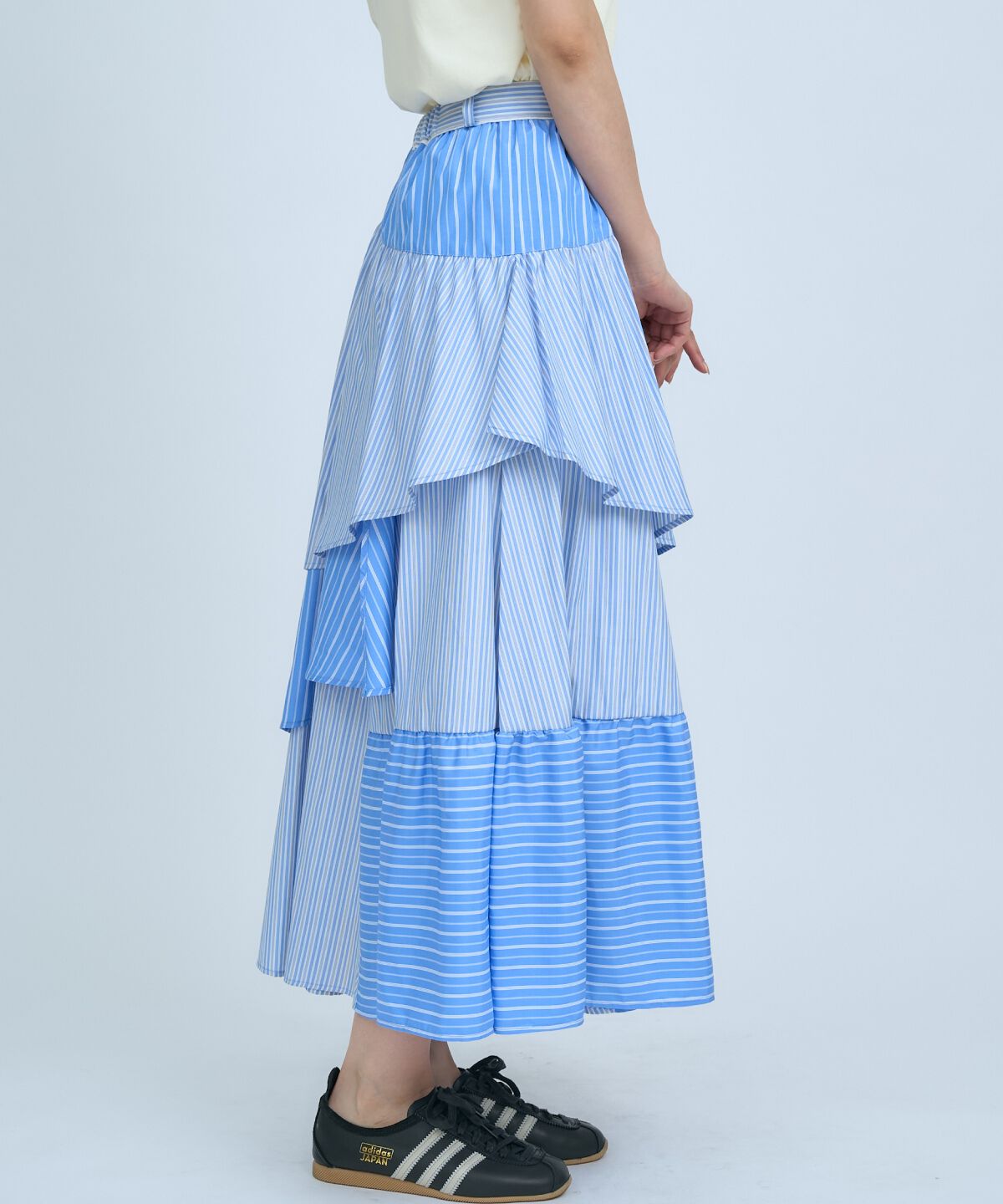 アンドクチュール「マルチストライプスカート」|フレア|