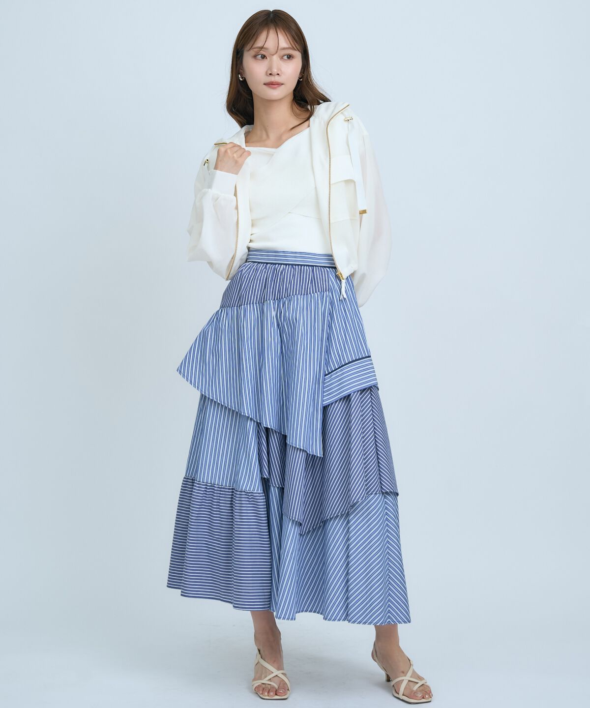 アンドクチュール「マルチストライプスカート」|フレア|