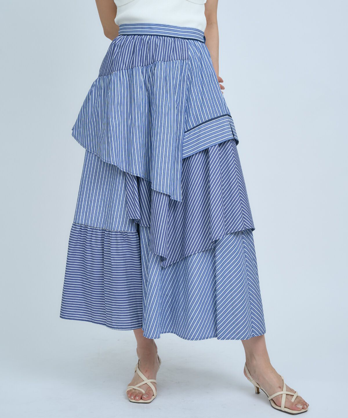 アンドクチュール「マルチストライプスカート」|フレア|