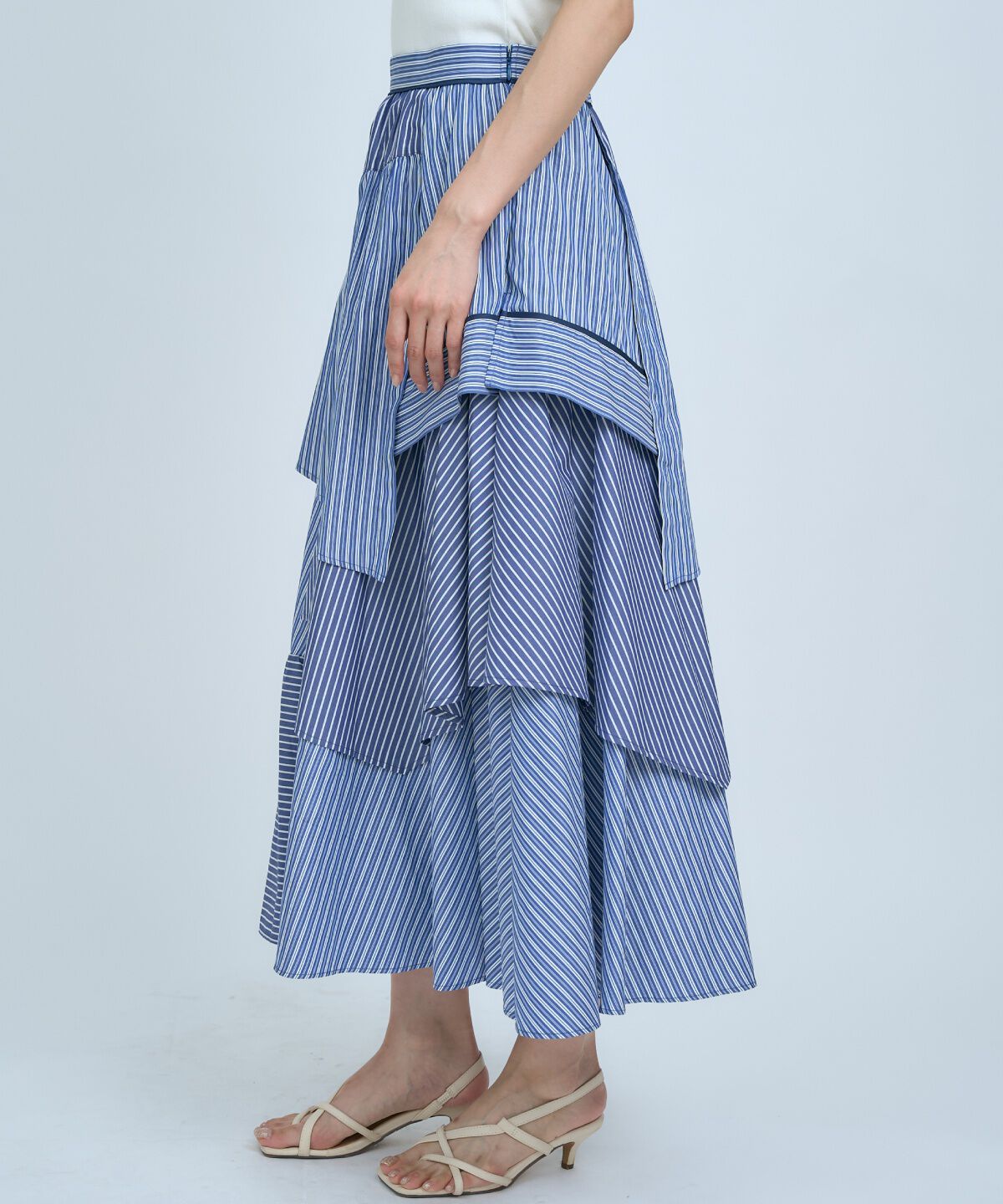 アンドクチュール「マルチストライプスカート」|フレア|