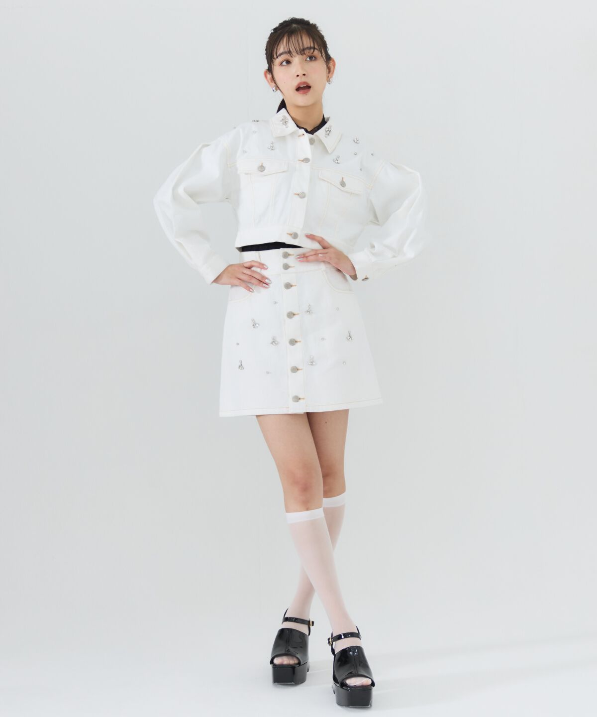 REDYAZEL「ビジューデニムジャケット」|デニムジャケット|