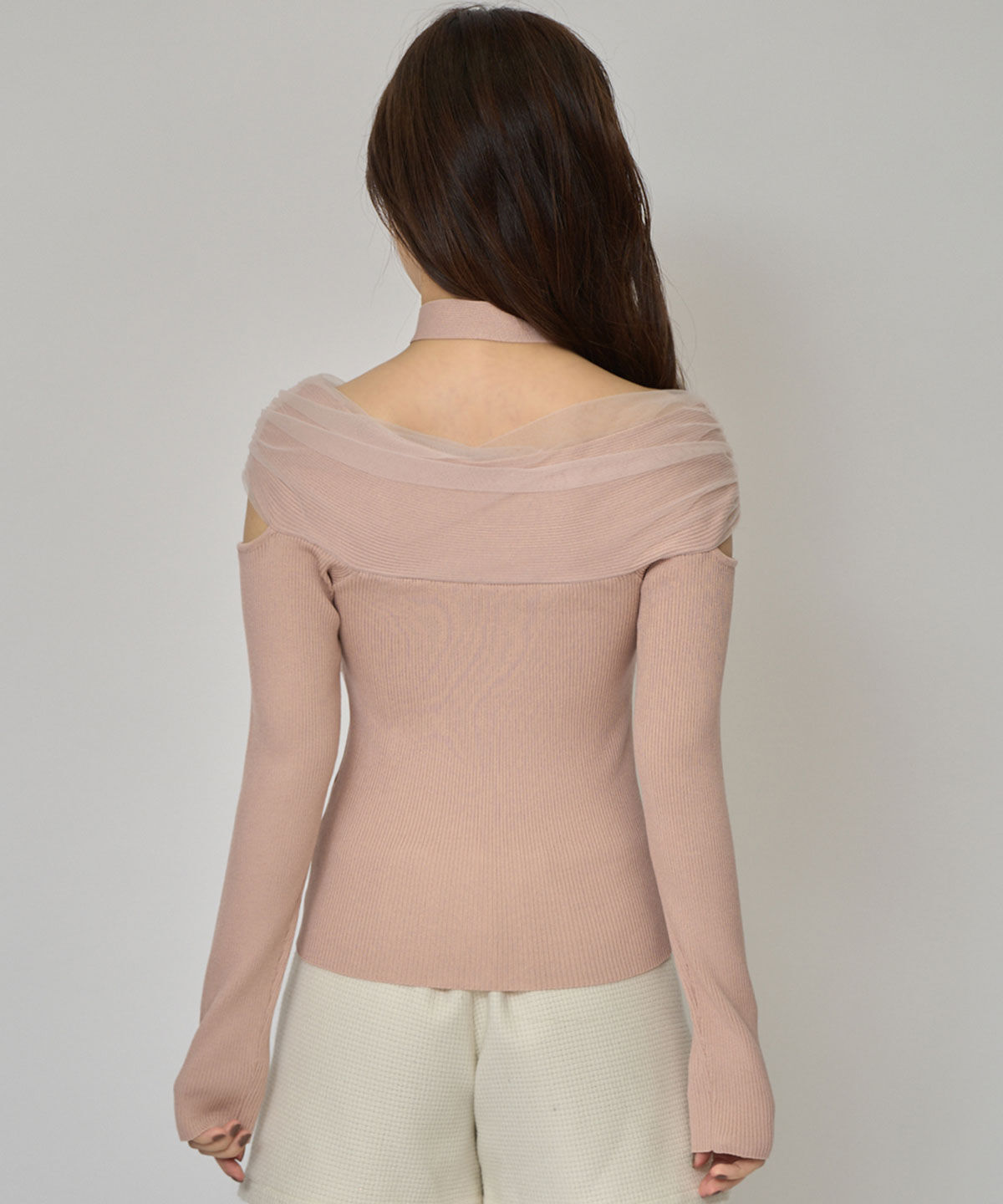 REDYAZEL「チョーカークロスチュールニットトップス」|ニット・セーター|