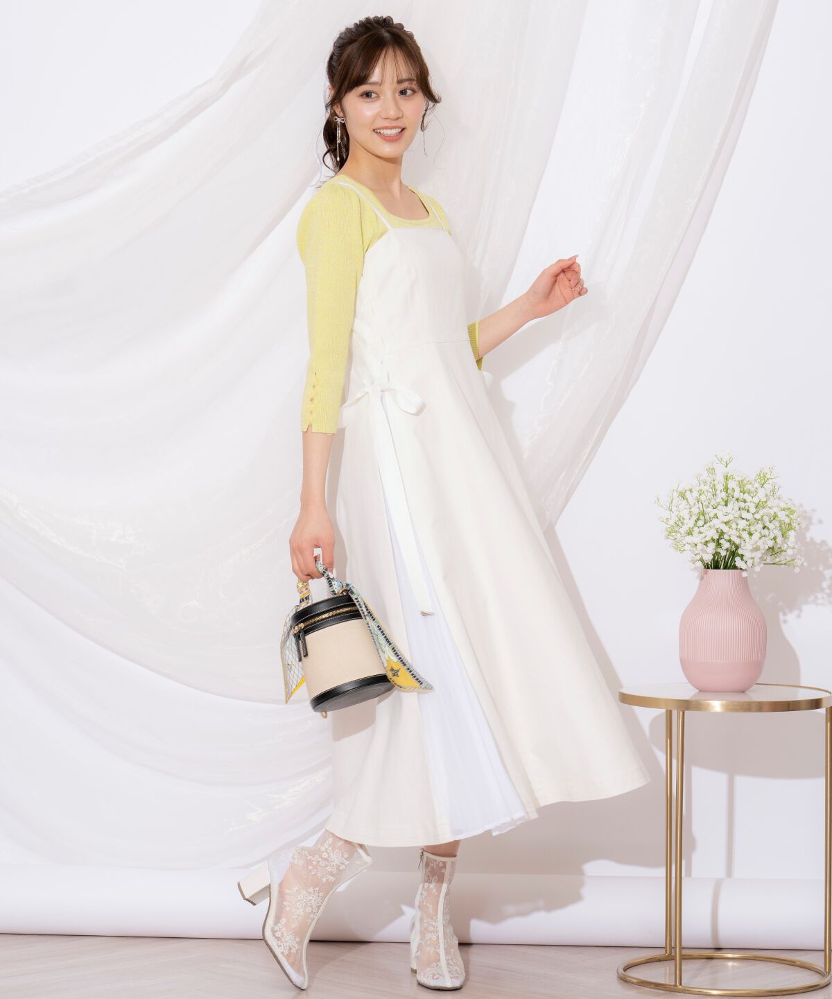 WILLSELECTION「袖フラワーラメ7分袖ニットプルオーバー」|ニット・セーター|