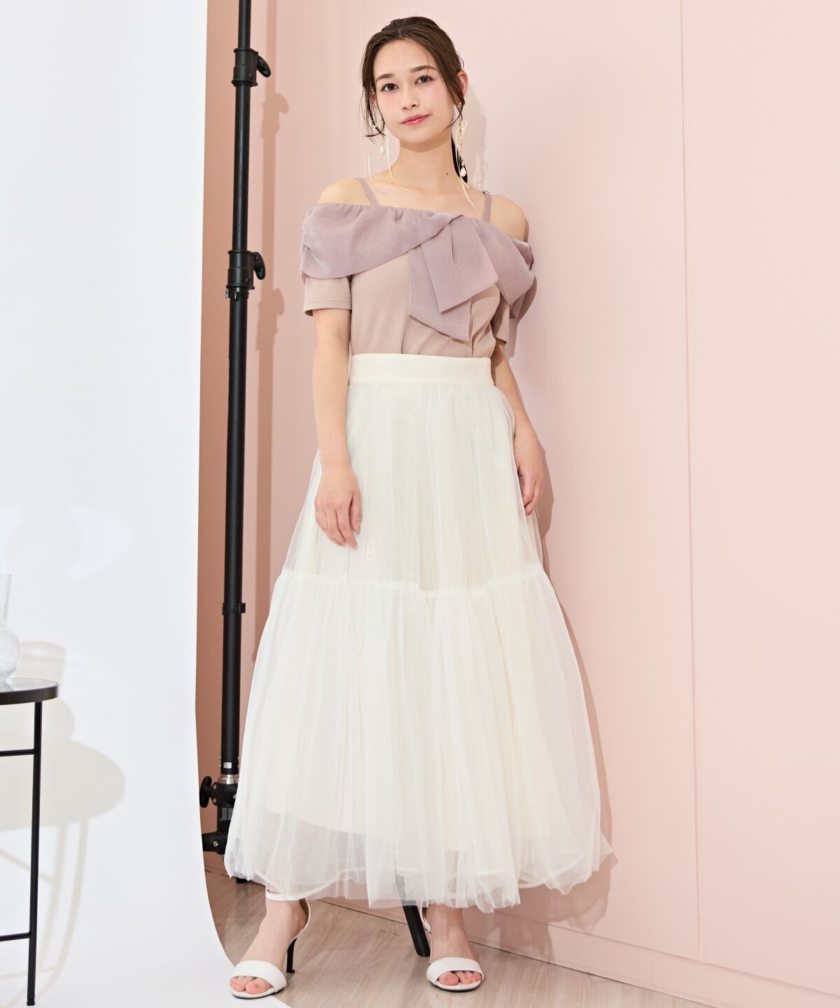 WILLSELECTION「ニュアンスカラーチュールティアードスカート」|フレア|