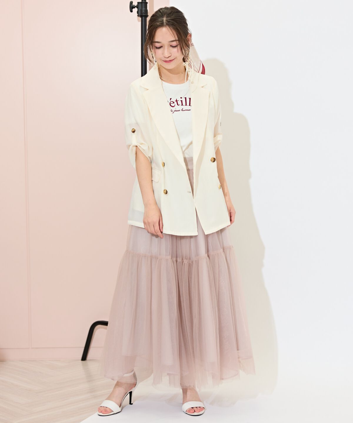 WILLSELECTION「ニュアンスカラーチュールティアードスカート」|フレア|