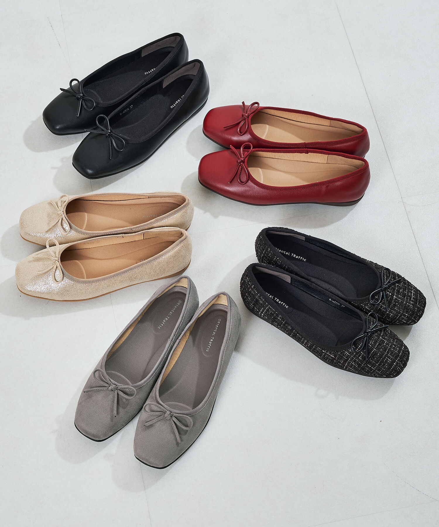 ORiental TRaffic「【WEB限定】 スクエアトゥ バレエシューズ /R-4009 フラット 軽い  厚手クッション」|パンプス|