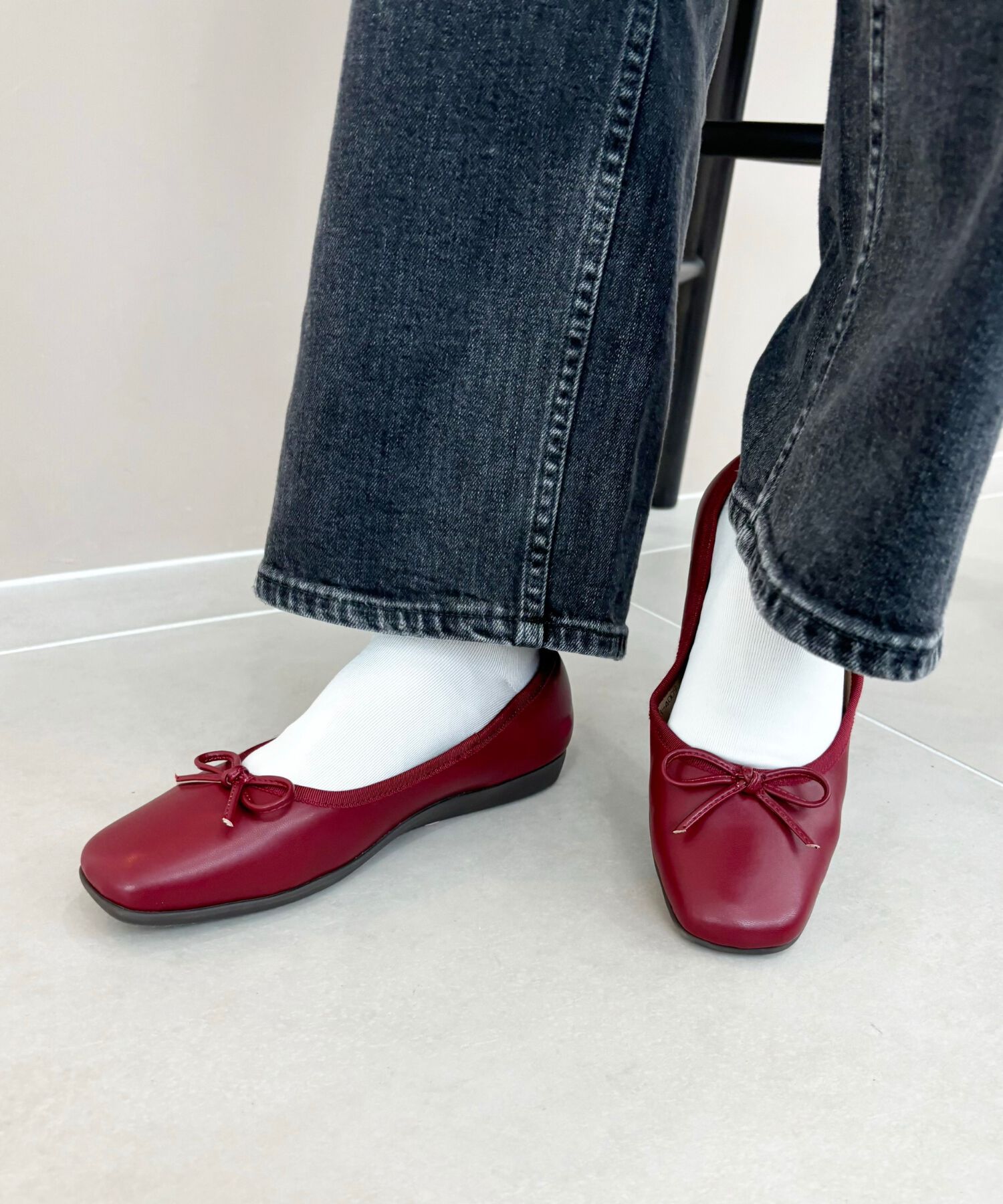 ORiental TRaffic「【WEB限定】 スクエアトゥ バレエシューズ /R-4009 フラット 軽い  厚手クッション」|パンプス|