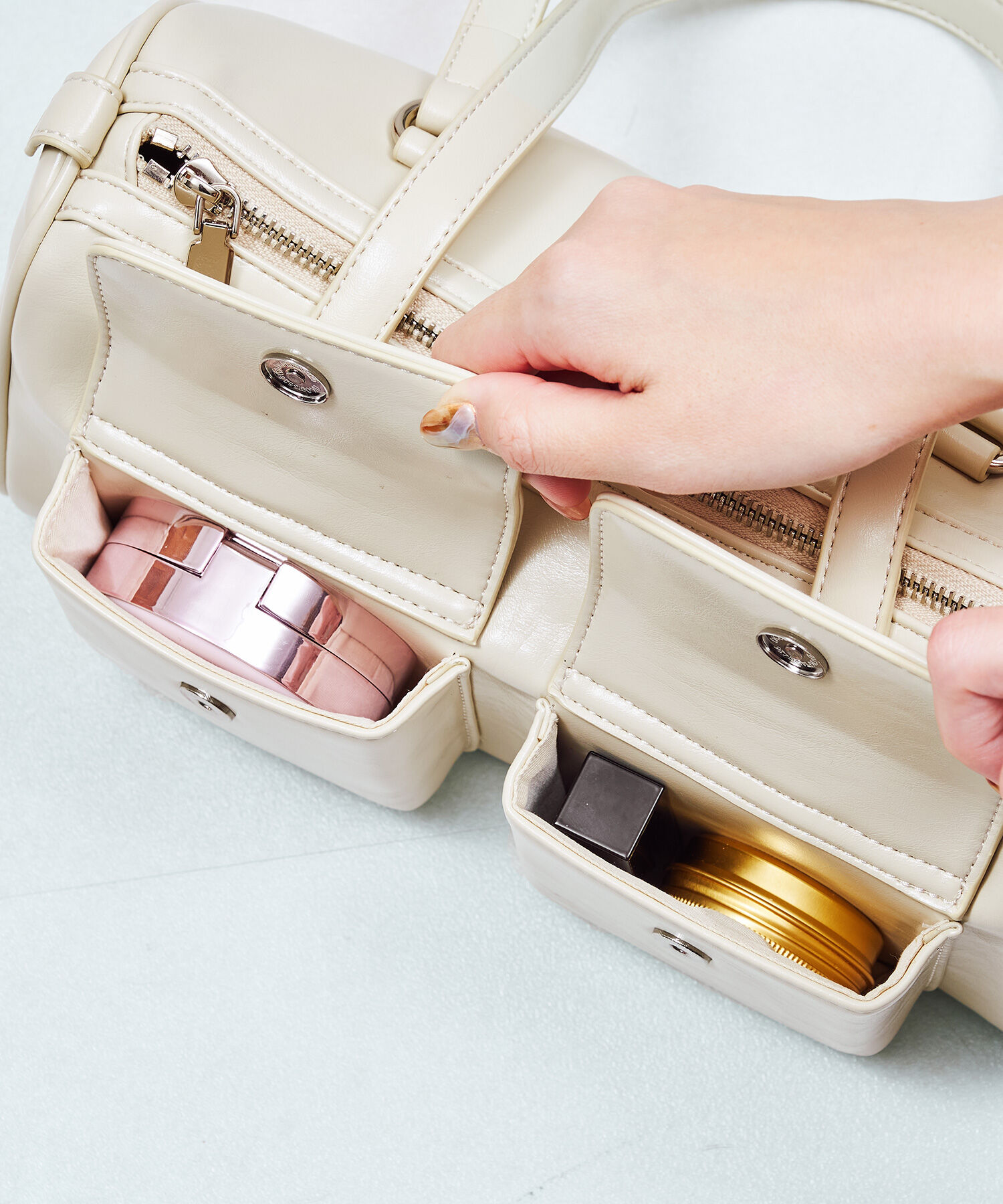 ORiental TRaffic「【トレンド】ダブルポケットボストンバッグ/BA-247 ショルダーバッグ」|ボストンバッグ|