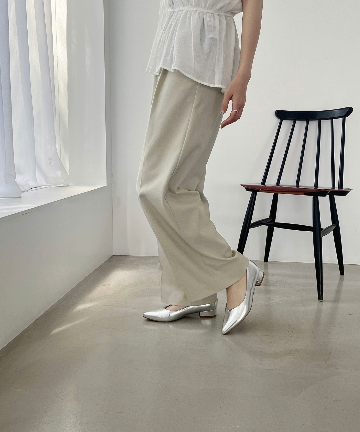 ORiental TRaffic「【WEB限定】スリットカット ポインテッドトゥ ヒール パンプス /55105 通勤 Vカット シンプル」|パンプス|