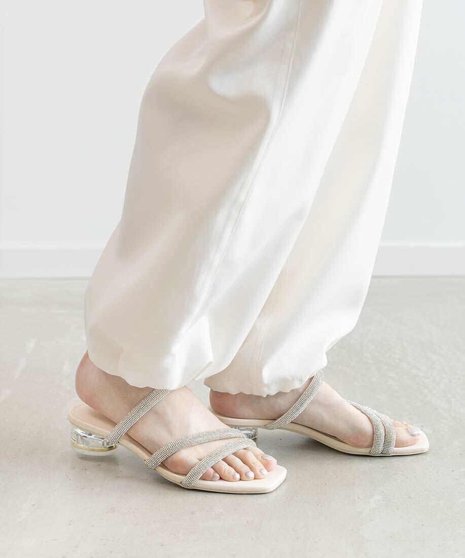  「クリアヒールビジューストラップサンダル」|サンダル|