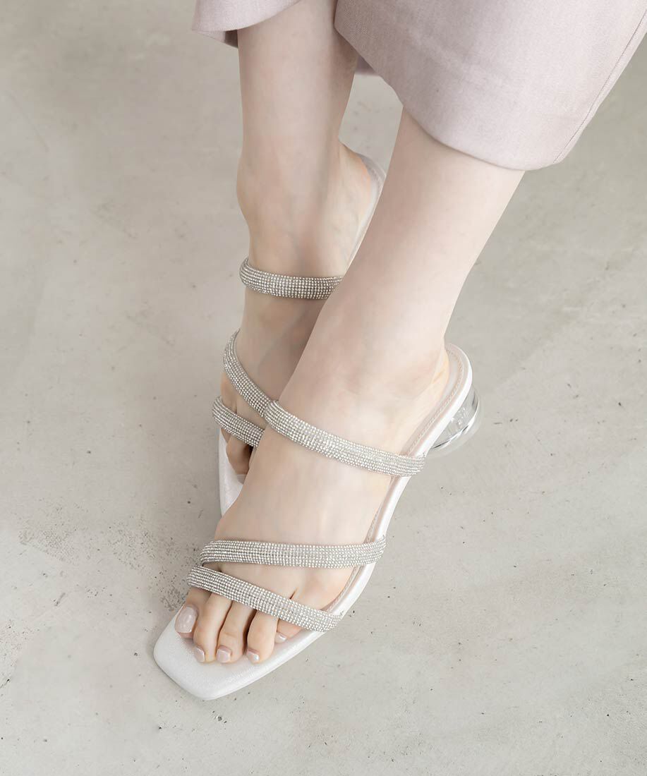  「クリアヒールビジューストラップサンダル」|サンダル|