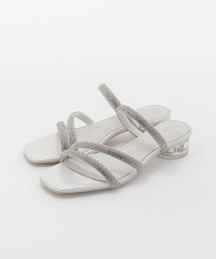 「クリアヒールビジューストラップサンダル」|サンダル|
