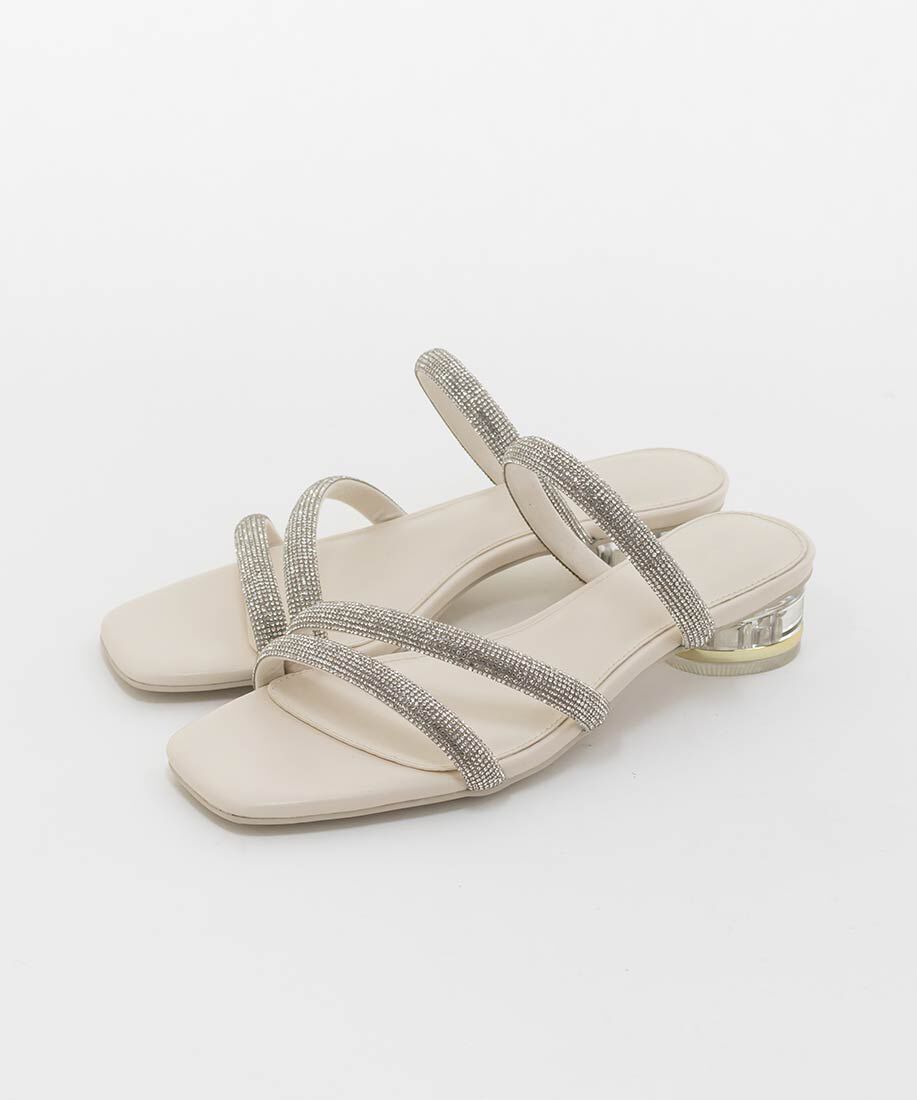  「クリアヒールビジューストラップサンダル」|サンダル|