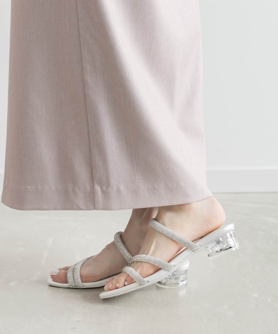  「クリアヒールビジューストラップサンダル」|サンダル|